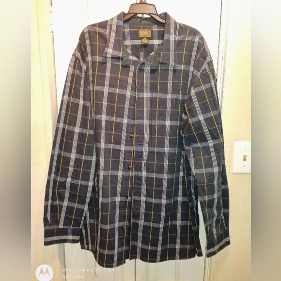 C E. Schmidt Nwot Men's Black and Yellow Plaid Button Down Shirt - Picture 1 of 12